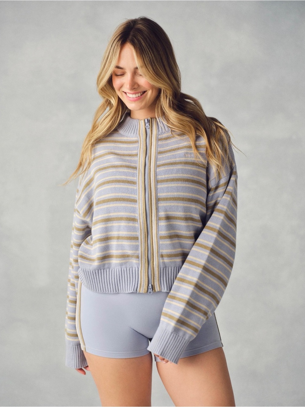 SET ACTIVE WEEKEND KNIT WEEKEND STRIPE
FUNNEL ZIP - PALMETTO